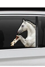 Horse Hollow Press Horse in Backseat Drinking Coffee Die-Cut Sticker
