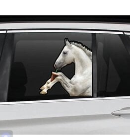 Horse Hollow Press Horse in Backseat Drinking Coffee Die-Cut Sticker