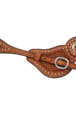 Tough 1 Lined Cowhide Spur Straps with Basket Tooling