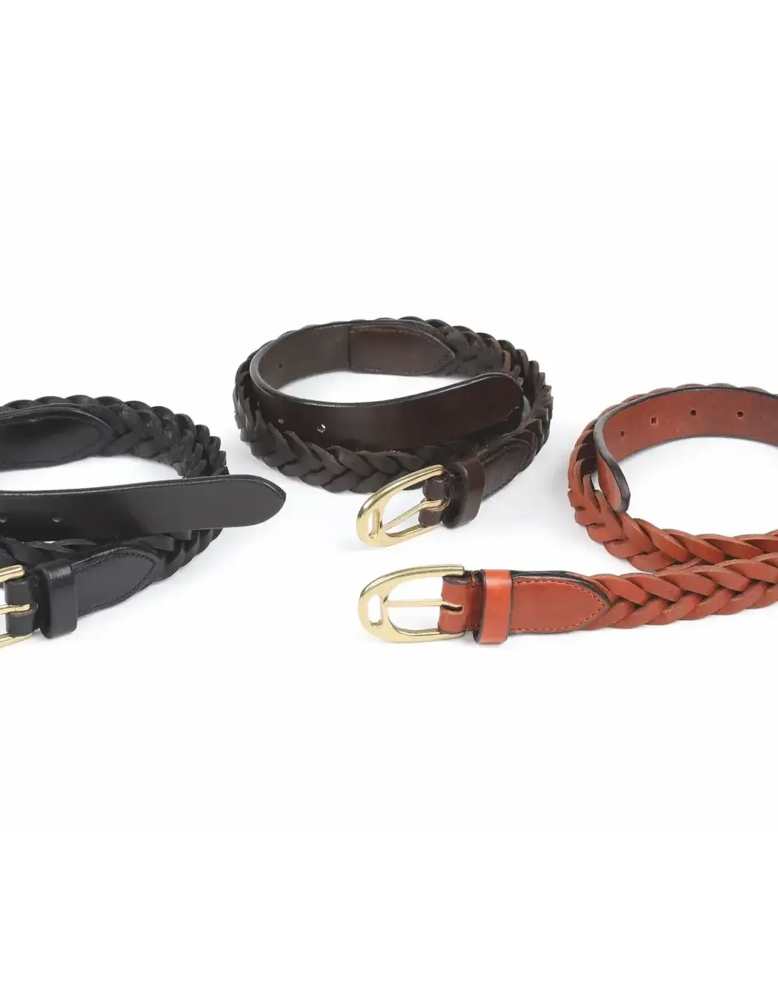 Plaited Leather Skinny Belt