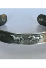 HORSES - Antique Silver Cuff Bangle