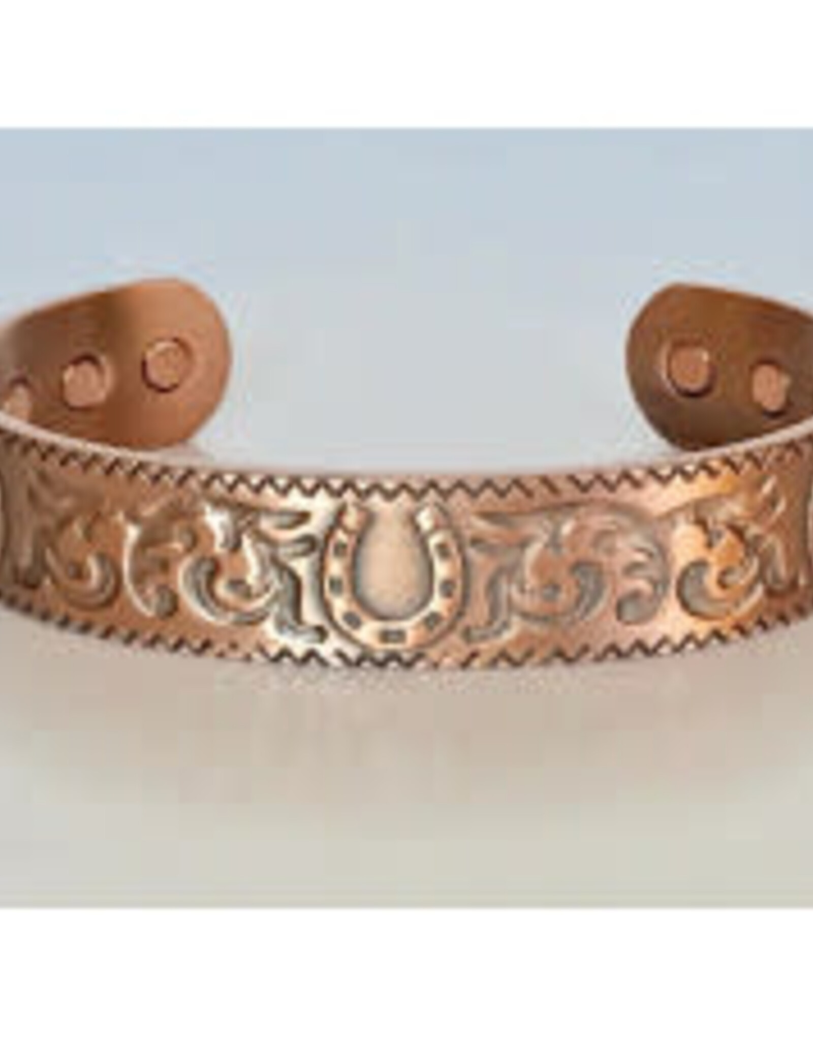 Copper cuff bracelet with magnets horseshoe
