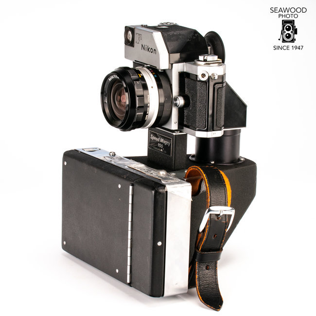 Nikon F Camera Speed Magny 100 4x5 Polaroid Kit GOOD