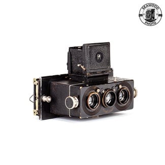 Rolleiflex Franke & Heidecke HEIDOSCOP Stereo Camera w/55mm f/4.5 Zeiss Tessar Lenses, Case GOOD+
