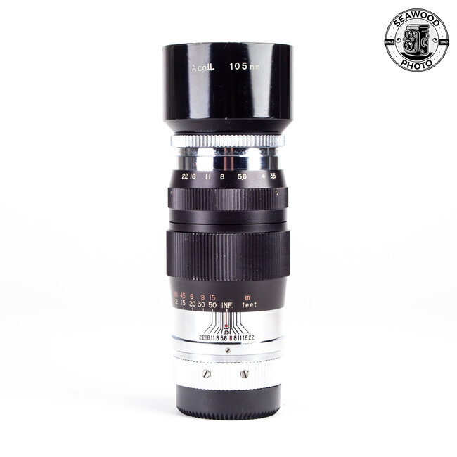 Kyoei Opt.Co. Super-Acall 105mm f3.5 Lens M39 Mount w/Finder GOOD+