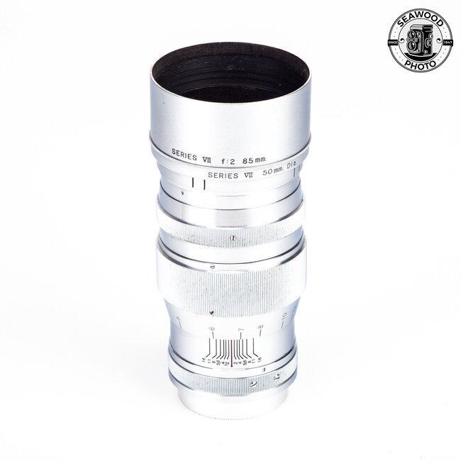 Canon 85mm f/2 Serenar Lens Leica M39 Thread w/Finder and Shade GOOD+