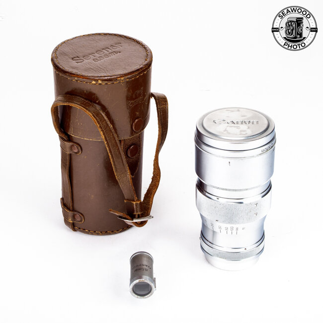 Canon 85mm f/2 Serenar Lens Leica M39 Thread w/Finder and Shade GOOD+