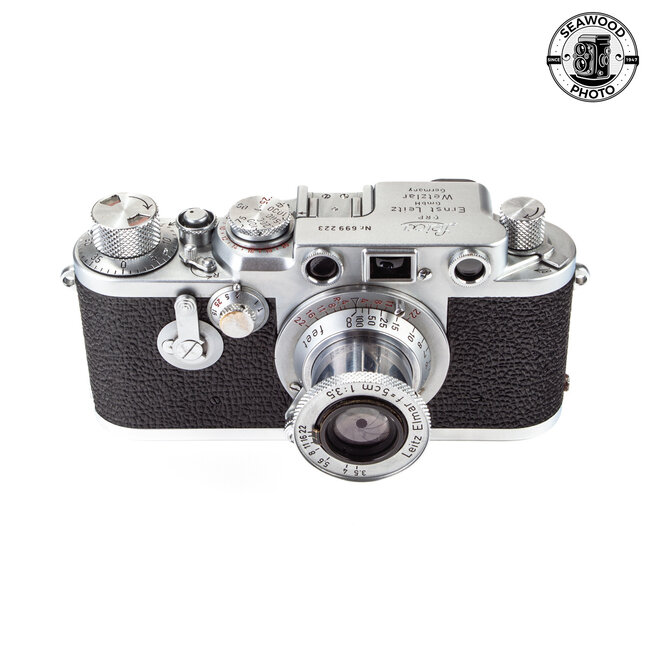 Leica IIIf Rangefinder Camera w/Collapsible 50mm Leitz Elmar GOOD+