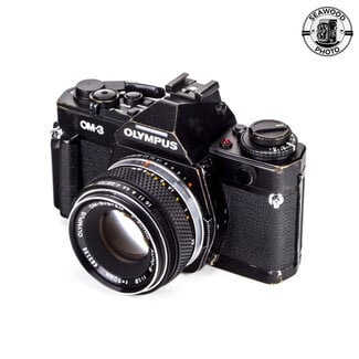Olympus Olympus OM-3 Film Camera w/Zuiko 50mm f/1.8, Grip GOOD