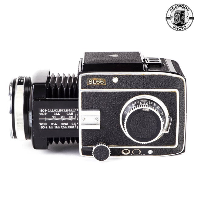 Rolleiflex SL66 w/Zeiss 80mm Planar, Prism Finder, More GOOD+