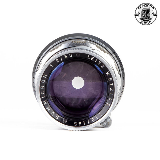 Leica 50mm f2 Summicron-M Dual Scale w/ Hood GOOD+