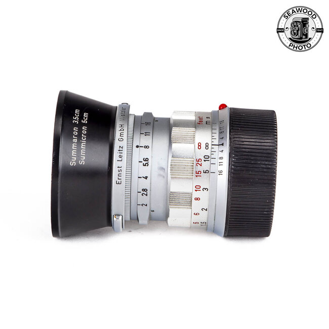 Leica 50mm f2 Summicron-M Dual Scale w/ Hood GOOD+