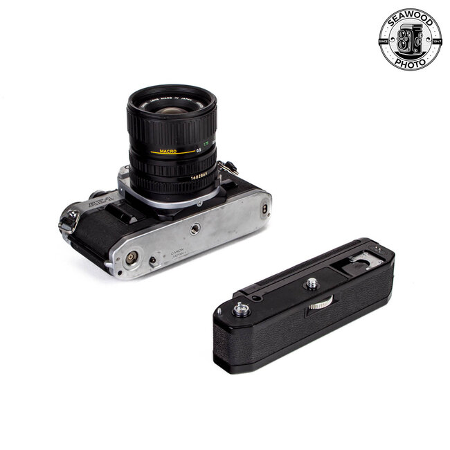 Canon AE-1 w/FD 35-70mm f/3.5-4.5, FREE Power Winder GOOD