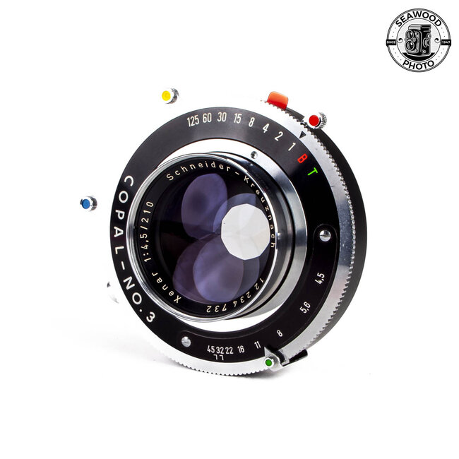 Schneider 210mm f/4.5 Xenar 4x5 Lens in Copal No. 3 Shutter GOOD+
