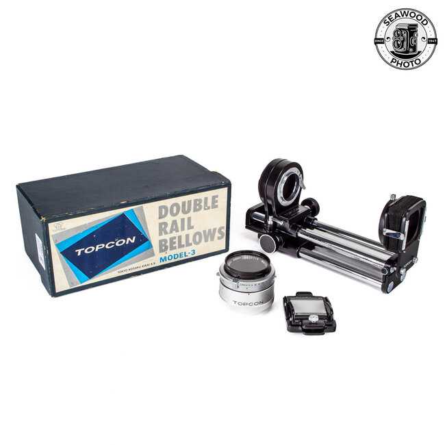 TOPCON Double Rail Bellows Mdl.3 w/58mm f/3.5 Macro Topcor EXCELLENT