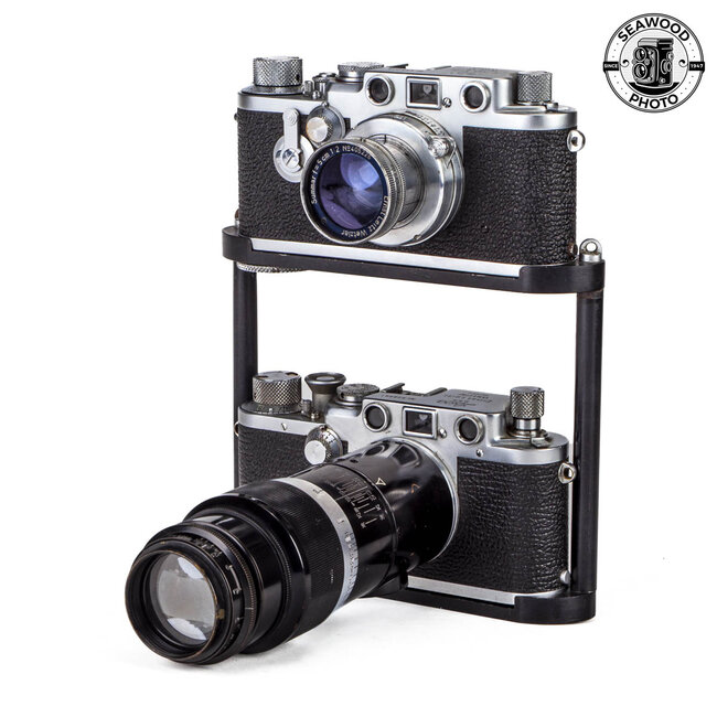 Reporter's Double Camera Holder Bracket for Leica Thread Mount Cameras GOOD