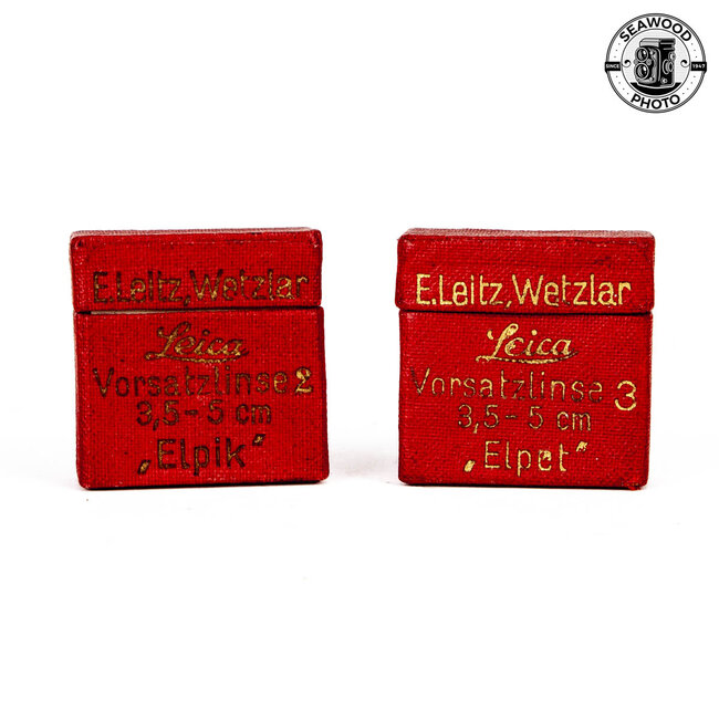 Leica ELPIK No. 1 and ELPET No. 3 Close up Lenses for Elmar 50mm f/3.5 GOOD+