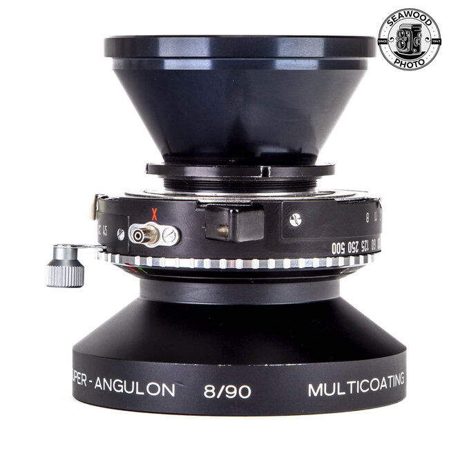 Schneider 90mm f/8 Super Angulon 4x5 Lens in Copal 0 Shutter EXCELLENT