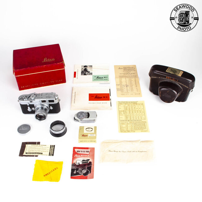 Leica M3 Double Stroke w/5cm f2 Summicron and Extras GOOD