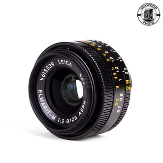 Leica Leica Elmarit-M 28mm F/2.8 ASPH Lens 6 bit Black #11677 w/Hood