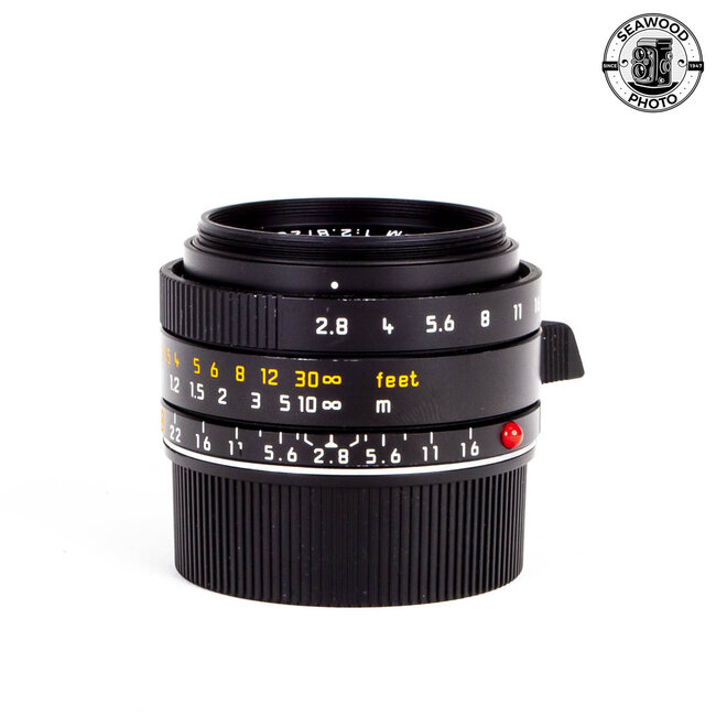 Leica Elmarit-M 28mm F/2.8 ASPH Lens 6 bit Black #11677 w/Hood