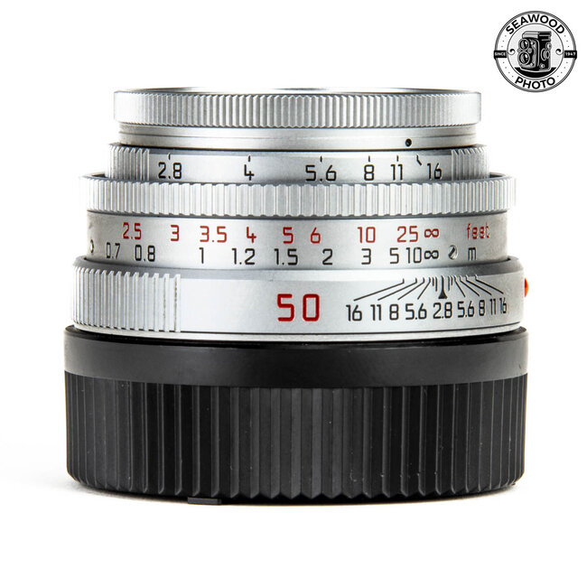 Leica 50mm f/2.8 Elmar-M Silver (11823) w/ Hood EXCELLENT