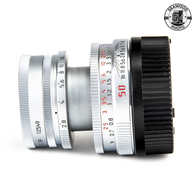 Leica 50mm f/2.8 Elmar-M Silver (11823) w/ Hood EXCELLENT