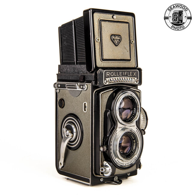 Rolleiflex T Type 1 (1958) Gray  w/75mm f/3.5 Zeiss Tessar, Prism GOOD+