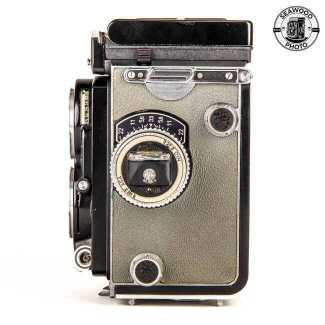 Rolleiflex T Type 1 (1958) Gray  w/75mm f/3.5 Zeiss Tessar, Prism GOOD+