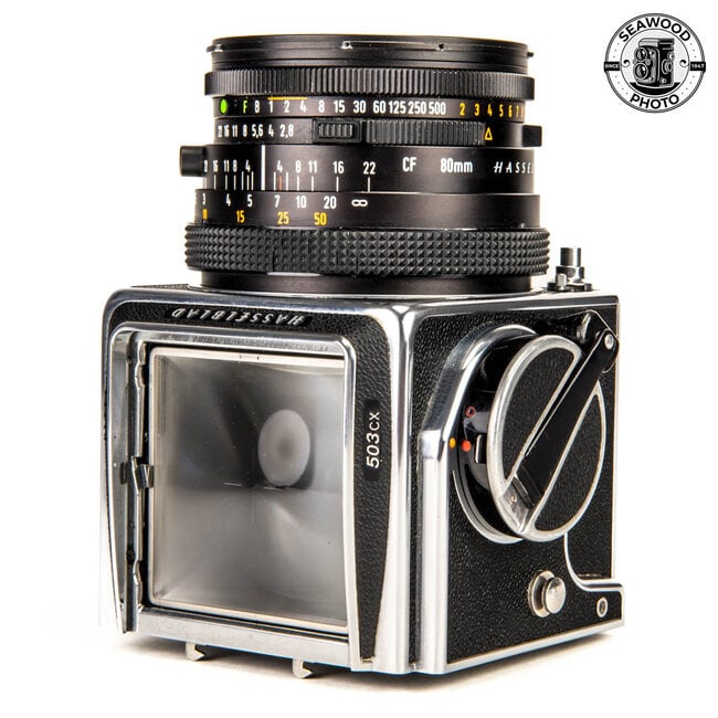 Hasselblad 503CX w/80mm f2.8 CF, A12, WLF GOOD+