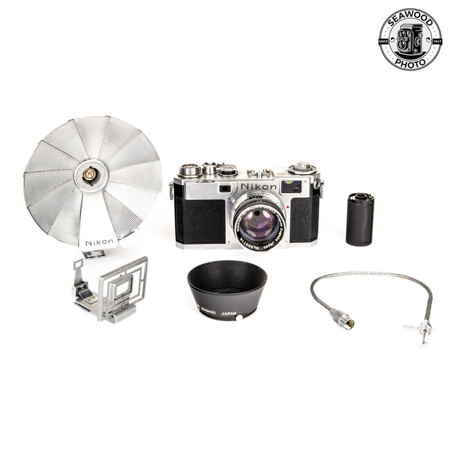 Nikon S2 Black Dial w/ 50mm f1.4 and Lots of Accessories GOOD+