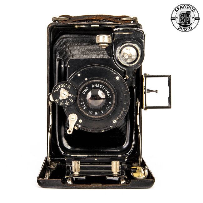 Butcher Carbine Folding Bellows Camera w/Aldis Uno 4.75 In. f/7 Lens GOOD