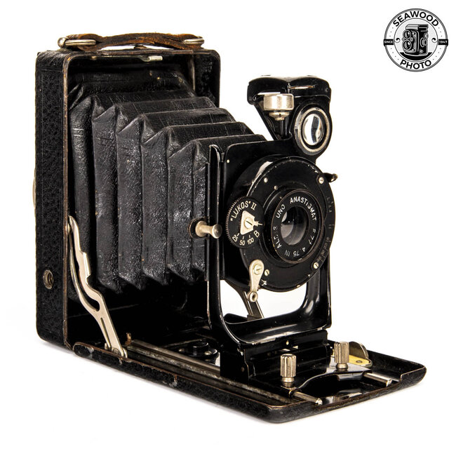 Butcher Carbine Folding Bellows Camera w/Aldis Uno 4.75 In. f/7 Lens GOOD