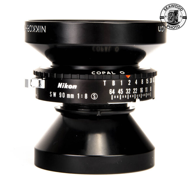 Nikon Nikkor SW 90mm f/8 4x5 Lens in Copal 0 Shutter EXCELLENT