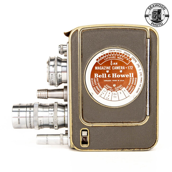 Bell & Howell 8 MM Magazine Camera 172 W/3 Lenses AS-IS