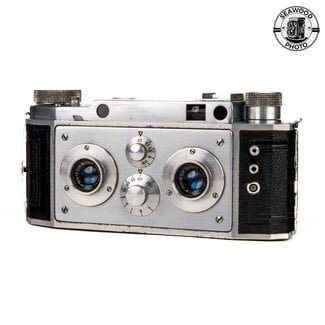 Busch Verascope F40 3D Stereo Film Camera w/Berthiot 40mm f/3.5 Lenses. GOOD+