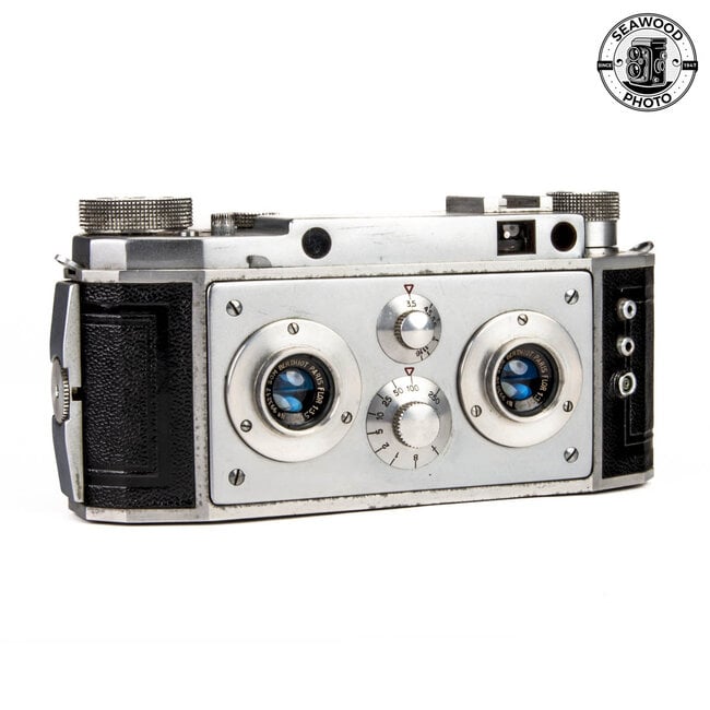 Busch Verascope F40 3D Stereo Film Camera w/Berthiot 40mm f/3.5 Lenses. GOOD+