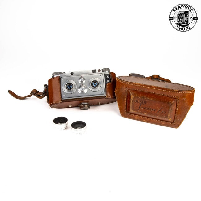 Busch Verascope F40 3D Stereo Film Camera w/Berthiot 40mm f/3.5 Lenses. GOOD+