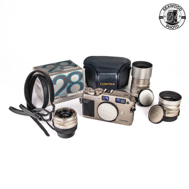 Contax G1 Kit w/ 28mm, 45mm, 90mm and Accessories GOOD+