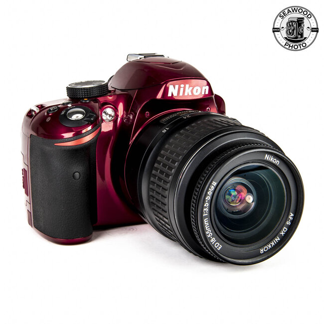 Nikon D3200 (RED) 24MP 2 Lens Kit DX 18-55mm + 55-200mm EXCELLENT