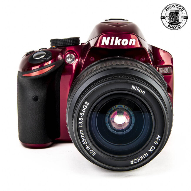Nikon D3200 (RED) 24MP 2 Lens Kit DX 18-55mm + 55-200mm EXCELLENT