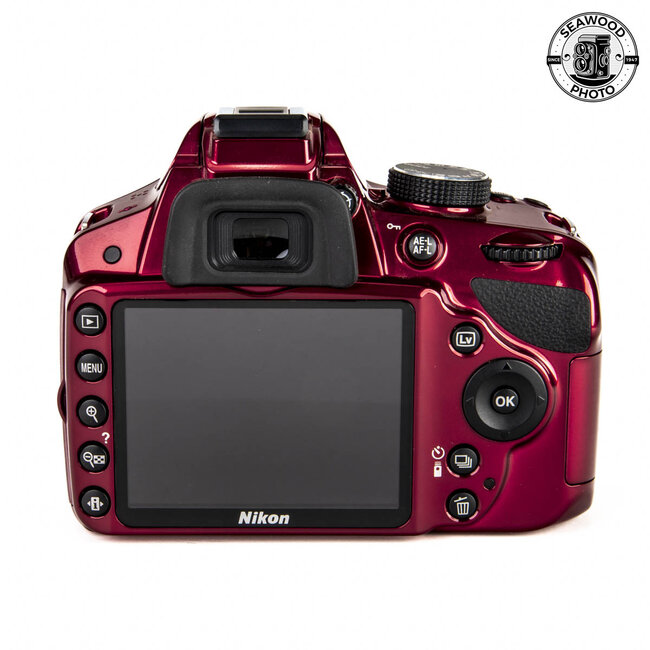 Nikon D3200 (RED) 24MP 2 Lens Kit DX 18-55mm + 55-200mm EXCELLENT