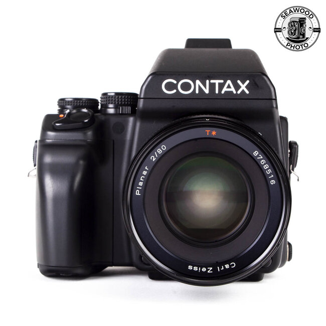 Contax 645 w/ Planar 80mm f/2, AE Prism, Waist level, & Extra Back EXCELLENT
