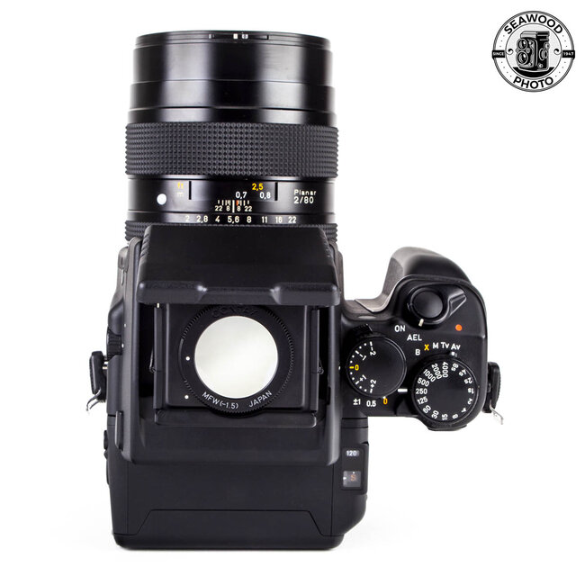 Contax 645 w/ Planar 80mm f/2, AE Prism, Waist level, & Extra Back EXCELLENT