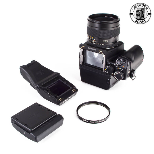 Contax 645 w/ Planar 80mm f/2, AE Prism, Waist level, & Extra Back EXCELLENT