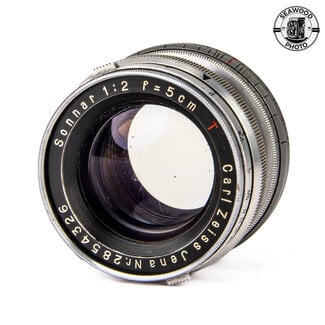 Carl Zeiss Zeiss 50mm f/2 Sonnar Red-T Wartime in Leica M39 Mount GOOD-