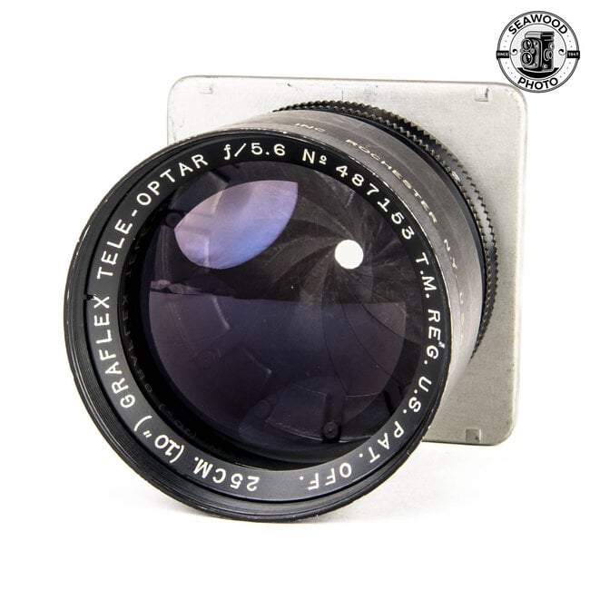 Graflex 10" 250mm f/5.6 Tele-Optar Barrel Lens in 6x9 Graphic Lens Board EXCELLENT