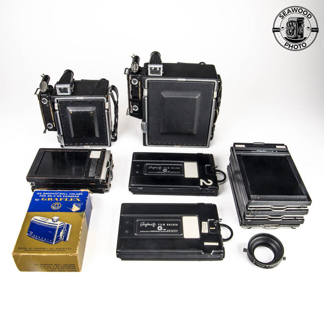 Graflex 2-Camera Kit; 4x5 Crown Graphic + 6x9 Speed Graphic, Extras EXCELLENT