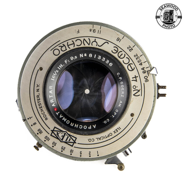 Goerz 16-1/2 In. (420mm) f/9.5 Apochromat Red-Dot Artar in Acme No. 4 Shutter GOOD+
