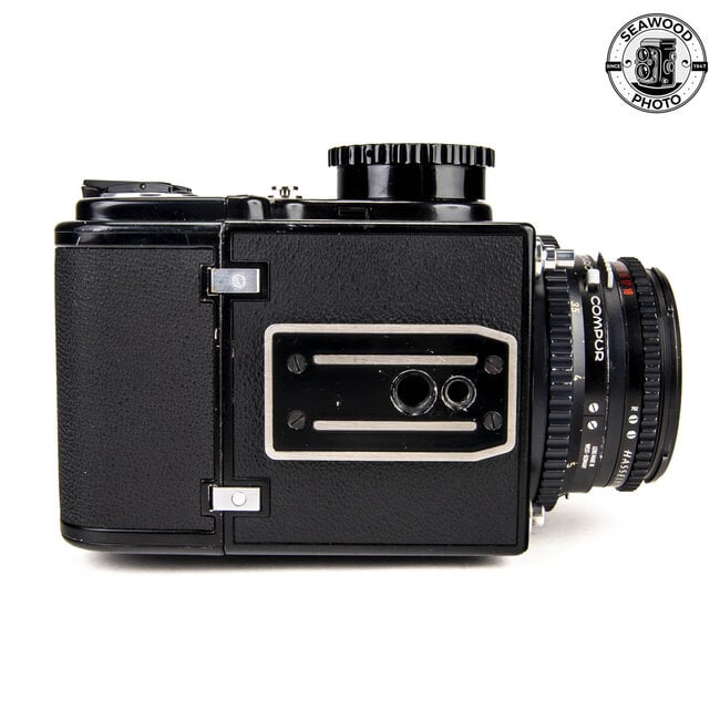Hasselblad 500 C/M Black w/Zeiss 80mm f/2.8 Planar C T*, WL Finder, A12 Back GOOD+